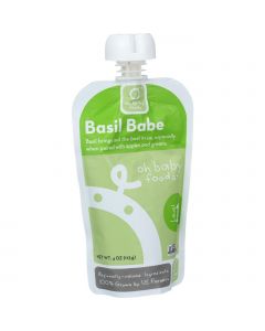 Oh Baby Foods Organic Baby Food - Puree - Level 1 - Basil Babe - 4 oz - Case of 6