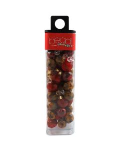 Mode International Square Tube Glass Beads 2oz-Round Orange Mix