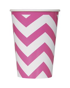 Unique Industries Paper Hot & Cold Cups 12oz 6/Pkg-Hot Pink Chevron