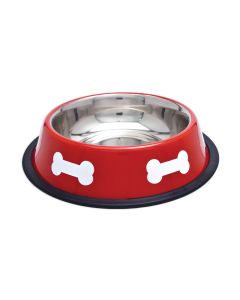 Westminster Pet Products Fashion Steel Bowl Red W/White Bones 16oz-