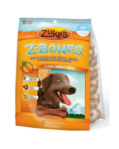 Zuke's Z-Bones Grain Free Edible Dental Chews Clean Carrot Crisp 18 count Small