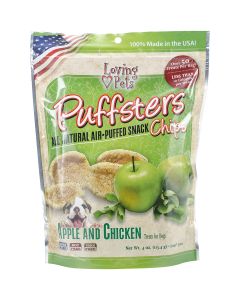 Loving Pets Products Puffsters Treat Chips 4oz-Apple & Chicken