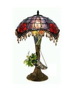 Warehouse of Tiffany Tiffany-style Rose Beaded Table Lamp