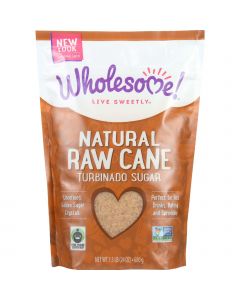 Wholesome Sweeteners Sugar - Natural Raw Cane - Turbinado - Fair Trade - 1.5 lb - case of 12