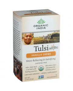 Organic India Organic Tulsi Tea - Vanilla Creme - Caffeine Free - 18 Tea Bags - Case of 7