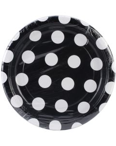 Unique Industries Round Plates 6.75" 8/Pkg-Midnight Black Decorative Dots