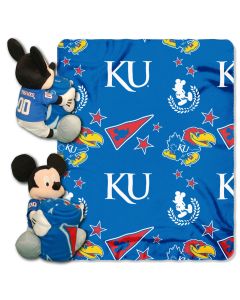 The Northwest Company Kansas College-Disney 40x50 Fleece Throw w/ 14" Plush Mickey Hugger