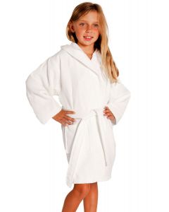 Bare Cotton 100% Turkish Cotton Kids Hooded Waffle Diamond Robe - White - Kids (Age 3-6) - Small Medium - Kids Hooded Waffle Diamond Robe - White - Small Medium