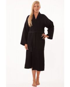 Bare Cotton Adult Waffle Kimono Robe - Black - Adult - Small Medium - Adult Waffle Kimono Robe - Black - Small Medium