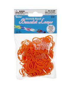 Darice Stretch Band Bracelet Loops 300/Pkg W/12 Clips-Orange