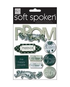 Me & My Big Ideas Soft Spoken Themed Embellishments-Black & White Prom