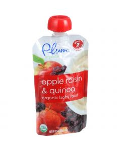 Plum Organics Baby Food - Organic - Apple Raisin and Quinoa - Stage 2 - 6 Months and Up - 3.5 oz - Case of 6