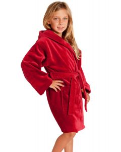 Bare Cotton 100% Turkish Cotton Kids Hooded Terry Velour Robe - Burgundy - Kids (Age 3-6) - Small Medium - Kids Hooded Terry Velour Robe - Burgundy - Small Medium