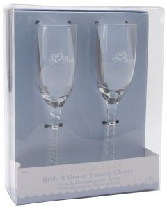 Darice Victoria Lynn Bride & Groom Toasting Glasses 8" 2/Pkg-