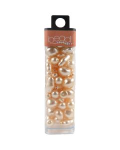 Mode International Square Tube Glass Beads 2oz-Pearl White Mix