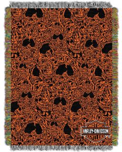 The Northwest Company Harley Davidson Skull City 48"x60" Tapestry Throw