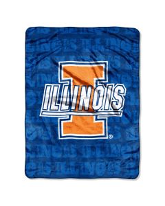 The Northwest Company Illinois Micro Grunge  Micro 46x60 Raschel Throw (College) - Illinois Micro Grunge  Micro 46x60 Raschel Throw (College)