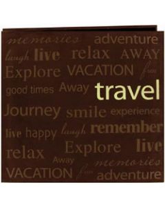 Pioneer Text Faux Suede Post Bound Album 12"X12"-Travel