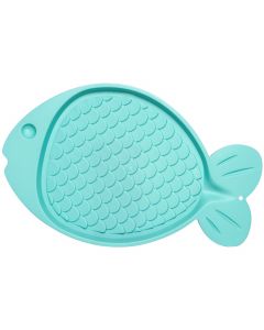 Loving Pets Products Bella Spill-Proof Fish Shaped Cat Mat 19"X12"-Green