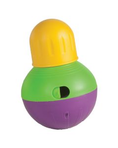 Starmark Dog Treat Dispensing Bob-A-Lot Small Yellow/Green/Purple 6.4" x 4" x 4"