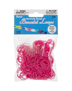 Darice Stretch Band Bracelet Loops 300/Pkg W/12 Clips-Pink