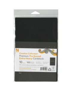 Neenah Paper Pre-Scored Heavyweight 100lb Cover Cardstock 5.5"X8.5" 10/Pk-Black