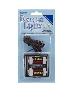 Darice Deco Lights Battery Operated Teeny Bulbs - 20 Bulbs-White Lights, Brown Cord