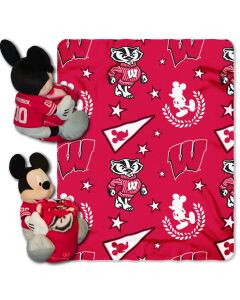 The Northwest Company Wisconsin College-Disney 40x50 Fleece Throw w/ 14" Plush Mickey Hugger