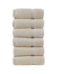 Bare Cotton Luxury Hotel & Spa Towel 100% Genuine Turkish Cotton Hand Towels - Beige - Dobby Border  - Set of 6