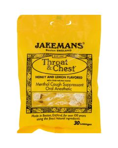 Jakemans Throat and Chest Lozenges - Honey and Lemon - Case of 12 - 30 Pack