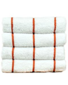 Bare Cotton Luxury Hotel & Spa Towel 100% Genuine Turkish Cotton Pool Beach Towels - Brick Red - Stripe  - Set of 2