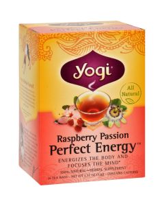 Yogi Perfect Energy Herbal Tea Raspberry Passion - 16 Tea Bags - Case of 6