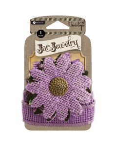 Hampton Art Embellished Burlap Flower W/Tie-Purple