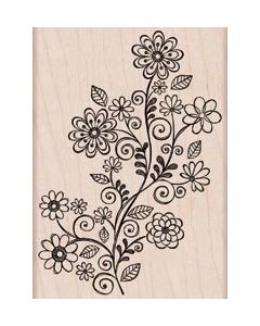 Hero Arts Mounted Rubber Stamp 3"X4"-Flower Swirl Vine