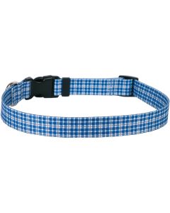 Yellow Dog Design Yellow Dog Collar Small 10"-14"-Preppy Plaid Blue