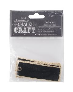 docrafts Chalk Craft Hessian W/Chalkboard Tags 6/Pkg-1.125"X3.25"