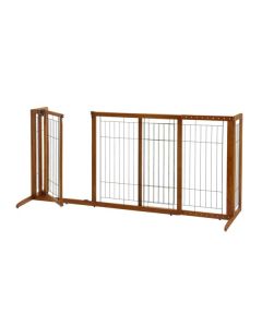 Richell Deluxe Freestanding Pet Gate with Door Large Brown 61.8" - 90.2" x 27" x 36.2"