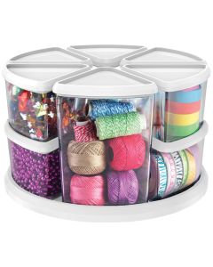 DEFLECTO Rotating Organizer W/(3) 6" & (6) 3" Canisters-11.1"X11.1"X6.6" White - Rotating Organizer W/(3) 6" & (6) 3" Canisters-11.1"X11.1"X6.6" White