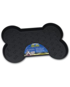 Loving Pets Products Bella Spill-Proof Bone Shaped Dog Mat 23.5"X17.5"-Black