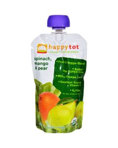 Happy Baby HappyTot Organic Superfoods Spinach Mango and Pear - 4.22 oz - Case of 16
