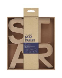docrafts Papermania Bare Basics Kraft Chipboard 4" 3D Letters 4/Pkg-STAR