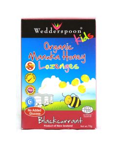 Wedderspoon Organic Manuka Honey Lozenges for Kids Blackcurrant - 70 g