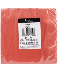 Creative Converting Luncheon Napkins 6.5"X6.5" 50/Pkg-Coral