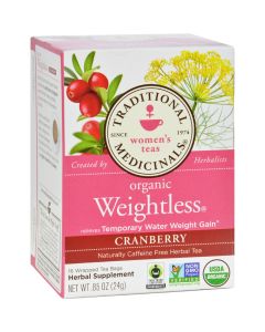 Traditional Medicinals Organic Weightless Cranberry Herbal Tea - 16 Tea Bags - Case of 6