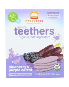 Happy Baby Teethers - Organic - Gentle - Blueberry and Purple Carrot - 1.7 oz - case of 6