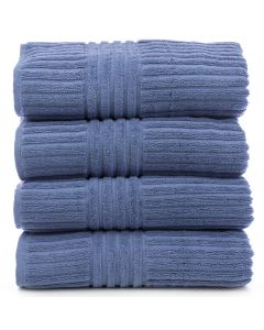 Bare Cotton Luxury Hotel & Spa Towel 100% Genuine Turkish Cotton Bath Towels - Wedgewood - Stripe  - Set of 4
