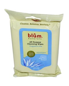 Blum Naturals All Purpose Cleansing Wipes Fragrance Free - 15 Wipes - Case of 6