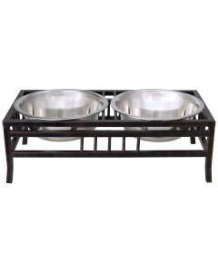 Loving Pets Products Black Label 1 Quart Mission Double Diner-Black