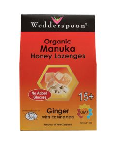 Wedderspoon Organic Manuka Honey Lozenges Ginger with Echinacea - 4 oz