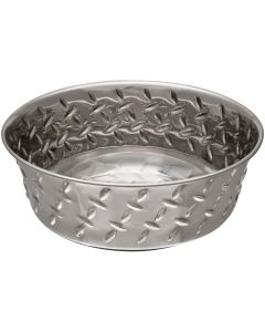 Loving Pets Products Ruff-N-Tuff 1 Pint Diamond Plate Bowl W/Non-Skid Bottom-